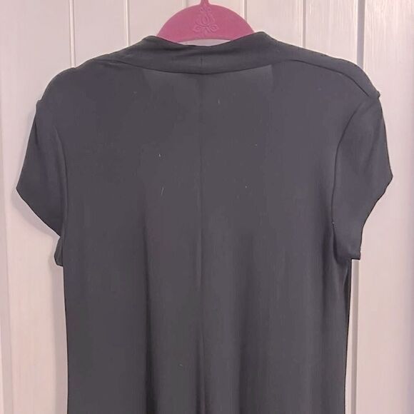 Eileen Fisher Black Viscose Stretch Midi Length Short Sleeve Dress Black, Medium - Picture 4 of 9